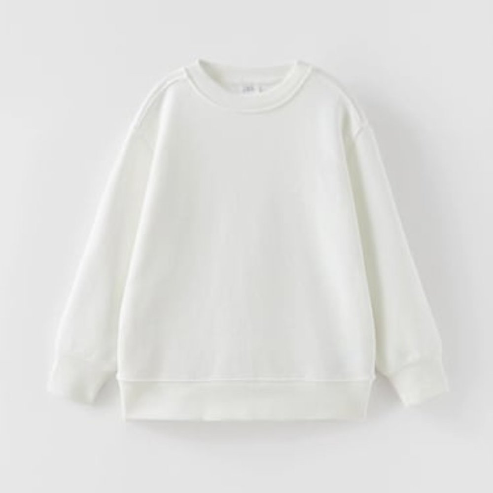 Girl's Plain White Crew Neck Sweatshirt | Size 13-14 | Adult Size S